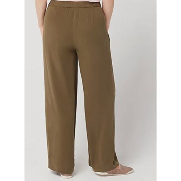 LOGO by Lori Goldstein Wide Leg Pants Olive Green Modal Jersey Womens XXSP 2XSP - Picture 3 of 9